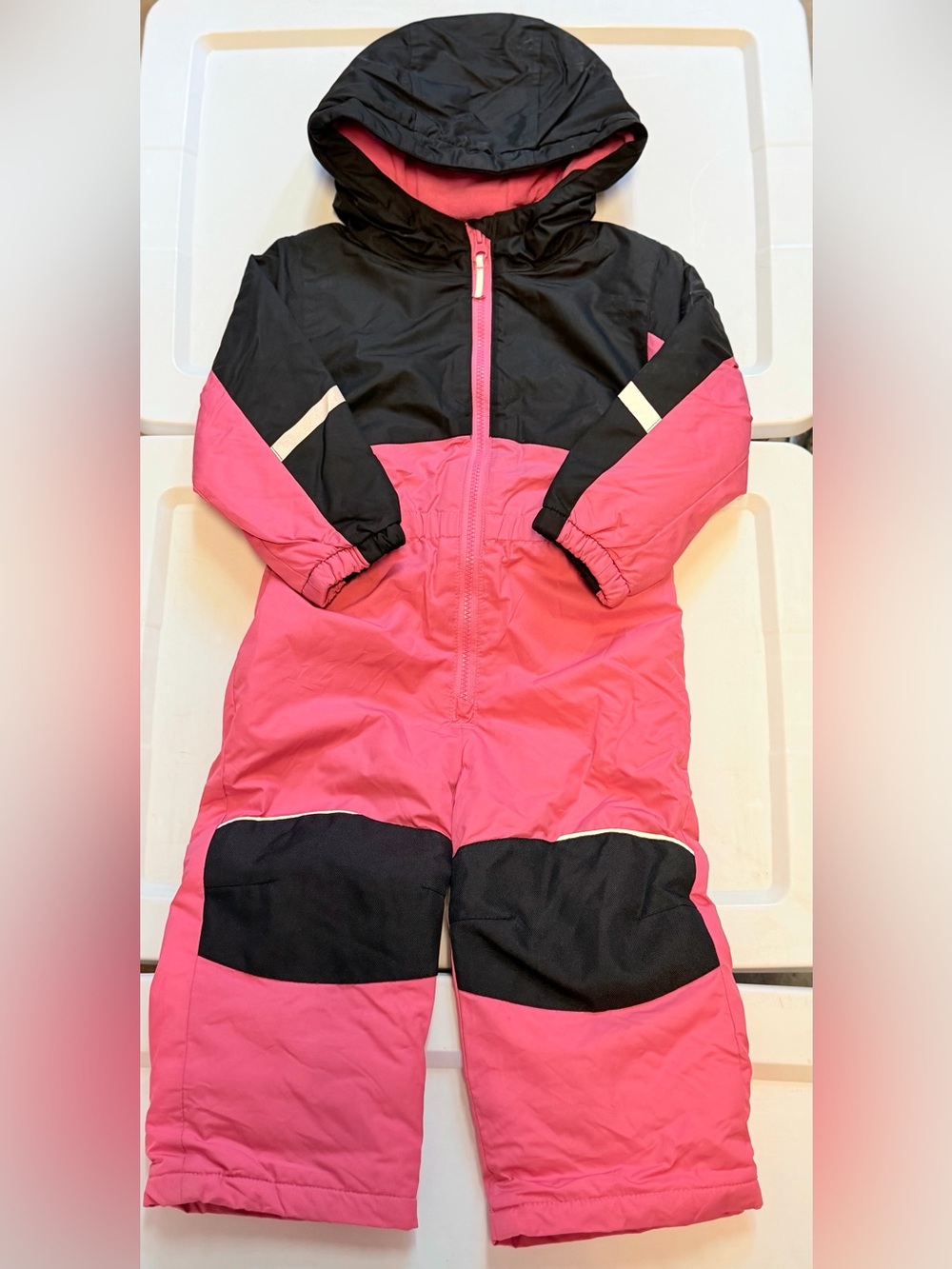 Swiss Tech Pink and Black Kids Puffer Snowsuit